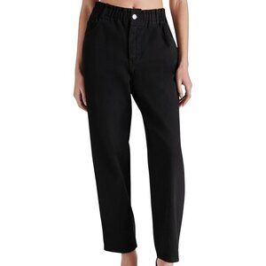 Steve Madden Sirena Black Denim Paperbag Waist Jeans Size M